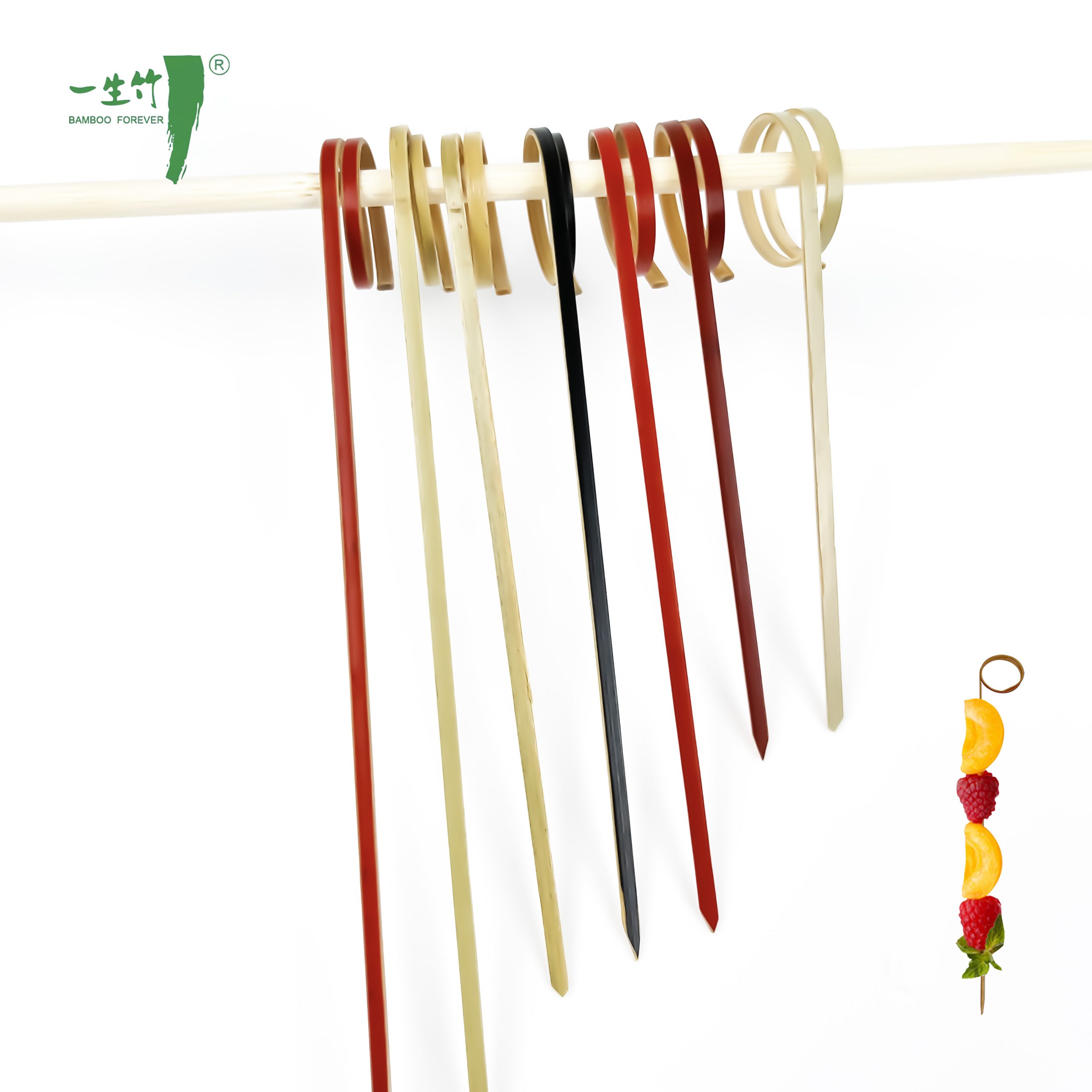 Оптовые индивидуальные одноразовые бамбуковые шпажки с узелком