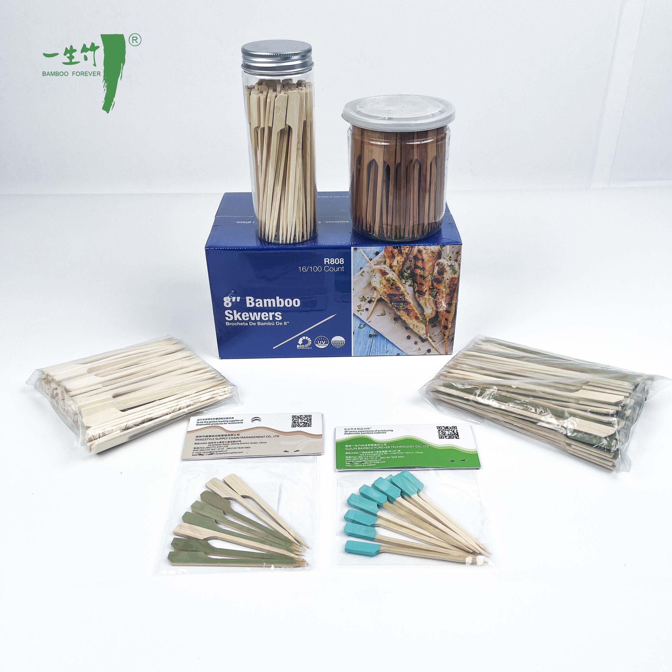 Высококачественные шампуры для барбекю в форме ружья Teppo из натурального бамбука с индивидуальной упаковкой