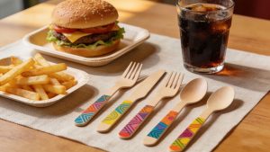 Брендированные деревянные столовые приборы с лазерной гравировкой и экологичной упаковкой для корпоративного брендинга